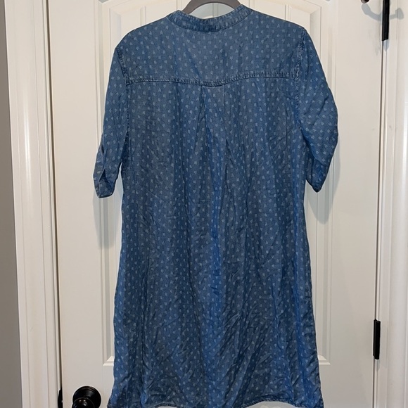 PHILOSOPHY Blue Denim Chambray Spring Lace Up Neck Short Sleeve Dress Size L NWT - Picture 7 of 7